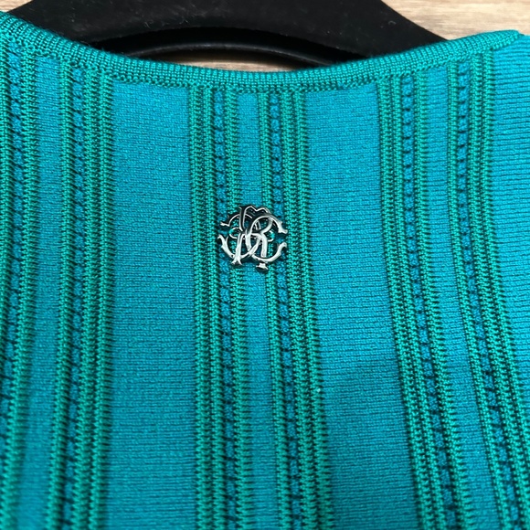 NWOT Roberto Cavalli Dress size EU 40 US 8 Green Short Sleeve V-neck Bodycon - Picture 4 of 15